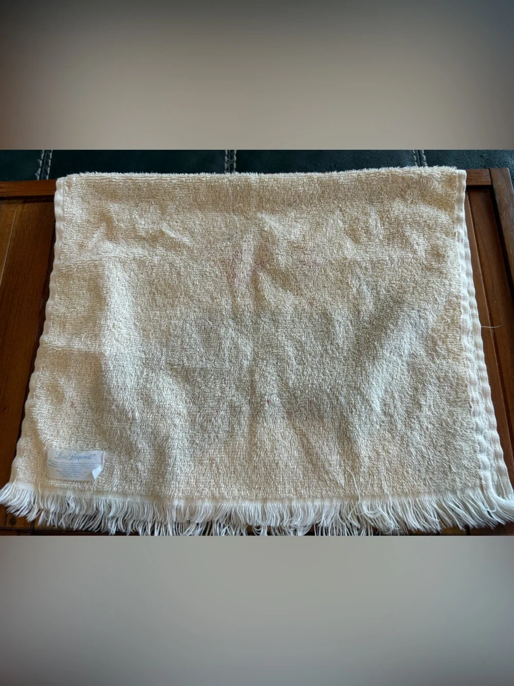 Vintage Lady Pepperell Hand Towel Floral Fringe Edge